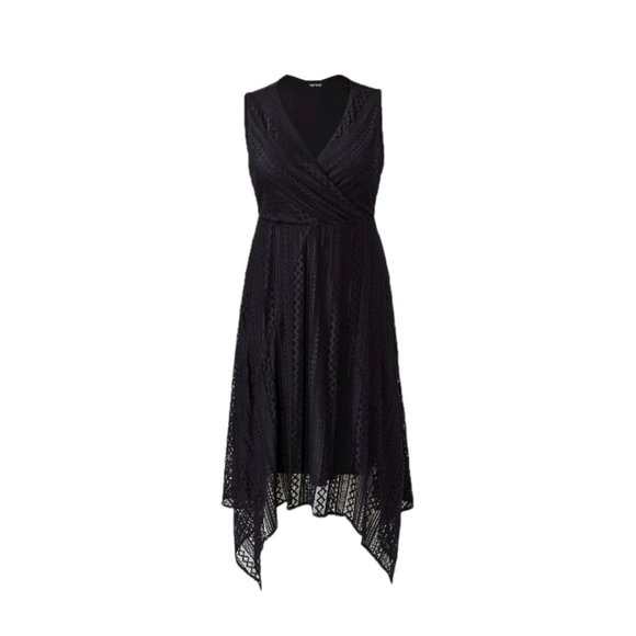 Torrid Sleeveless Black Lace Handkerchief Hem A-Line Dress With Pockets …witchy - Picture 5 of 6